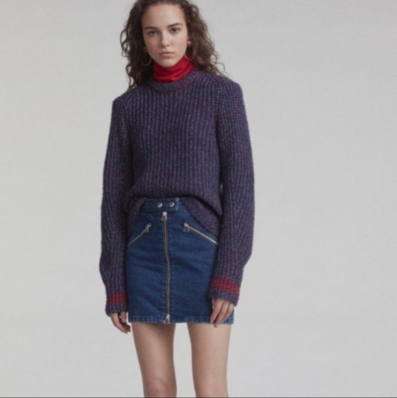 RAG & BONE Racer Denim Mini Skirt - Picture 1 of 5